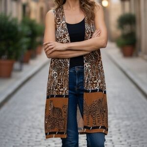 {J.K.S. designs} Tiger Print Sleeveless Duster